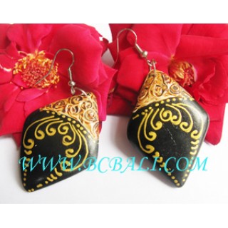 Painting Earrings Wooden Bali